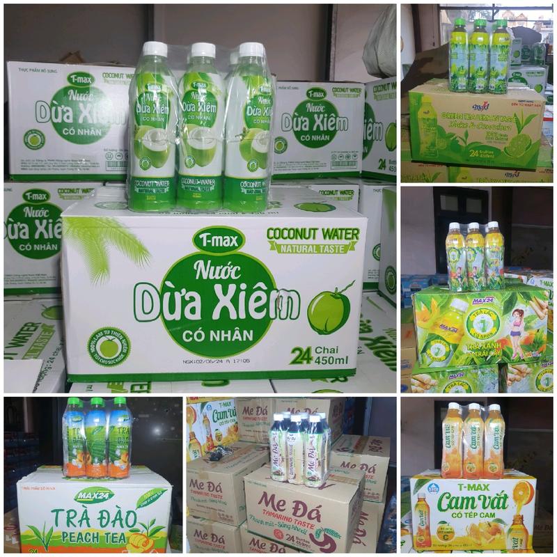1 thùng nước ngọt 24 chai siêu ngon công ty nava Việt Nam : nước dừa xiêm có nhân trà đào,cam vắt trà xanh,trà lắc có nhân,me đá