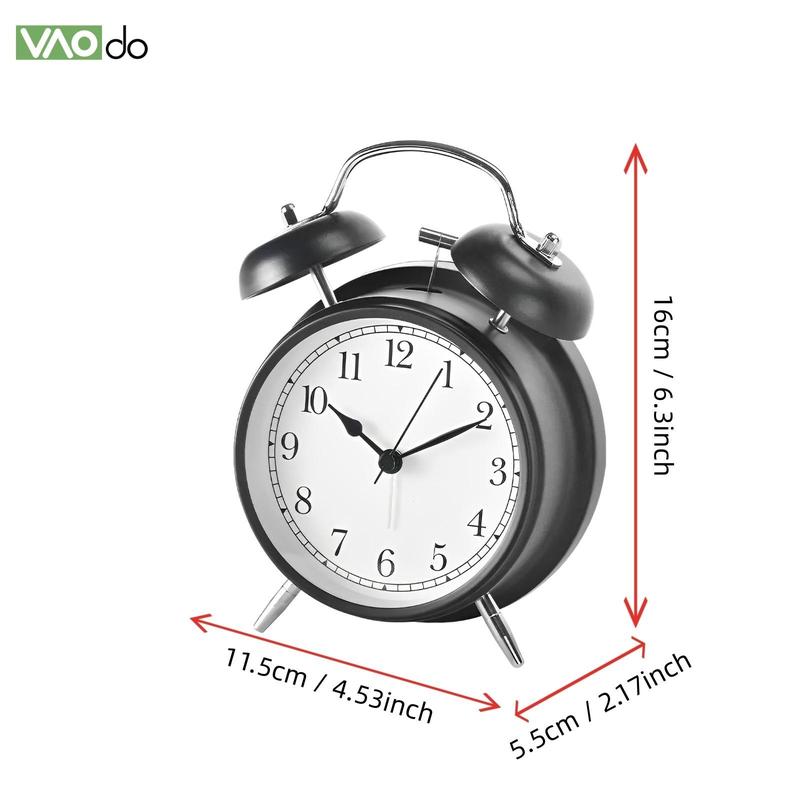 Alarm Clock, 1 Count Loud Alarm Clock, Twin Bell Analog Clock, Battery Operated Design Round Clock with Backlight for Bedroom, Home Goods 2