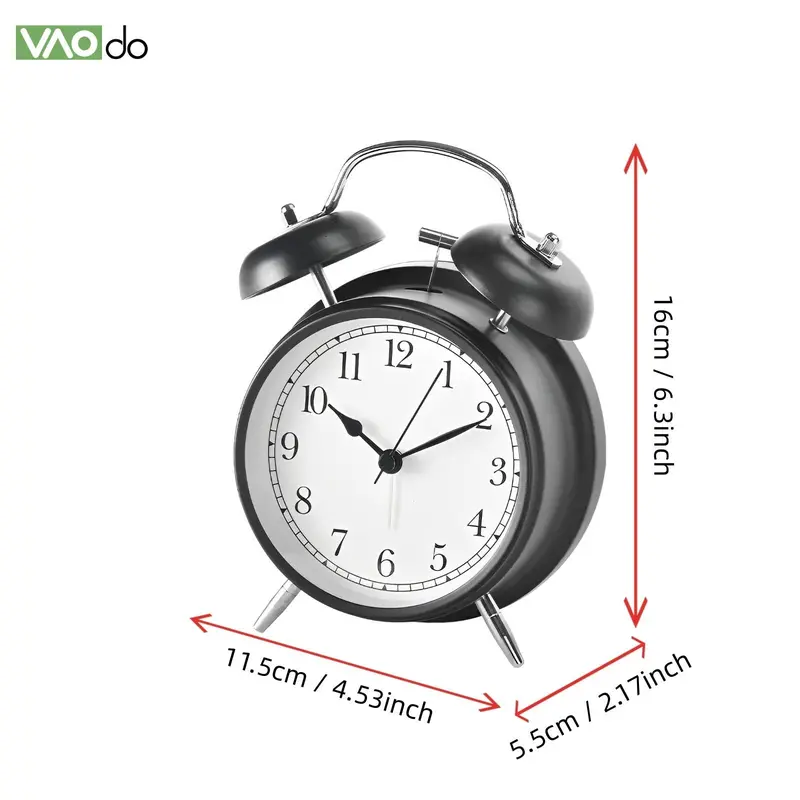Alarm Clock, 1 Count Loud Alarm Clock, Twin Bell Analog Clock, Battery Operated Design Round Clock with Backlight for Bedroom, Home Goods 2