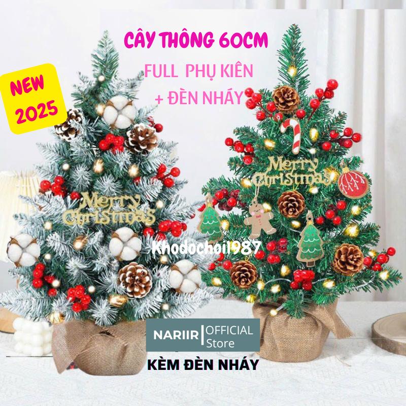 Cây thông noel LOẠI CAO CẤP 2025 để bàn 30cm, 60cm, 90cm mini trang trí giáng sinh full phụ kiện giá rẻ