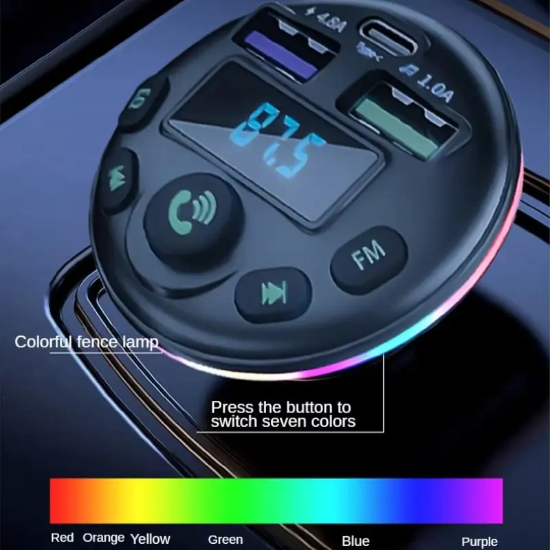 Bộ phát FM Bluetooth 5.0 trên ô tô, với máy nghe nhạc MP3, bộ thu âm thanh rảnh tay, Cáp sạc 3in1, bộ điều chế điện tử tự động, để gọi rảnh tay, phát trực tuyến nhạc 4
