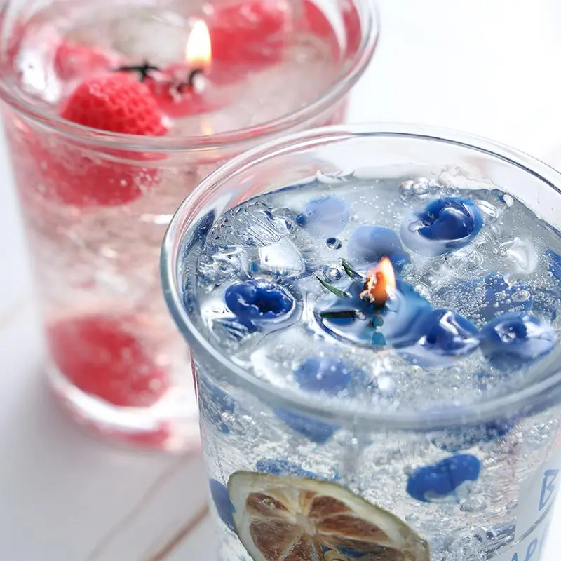 Fruit Flower Bubble Water Series Aromatherapy Candle, 2 Counts/set Creative Soda Drink Design Aromatherapy Candle, Home Decor Supplies