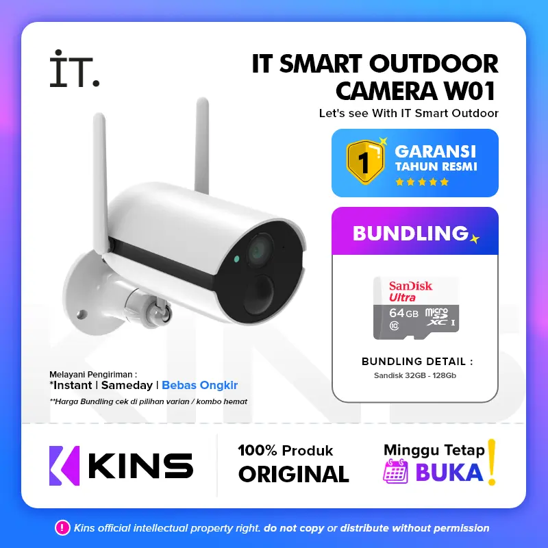 IT W01 Smart Outdoor Camera CCTV Wifi Wireless FHD 1080P IP65 IP CAM