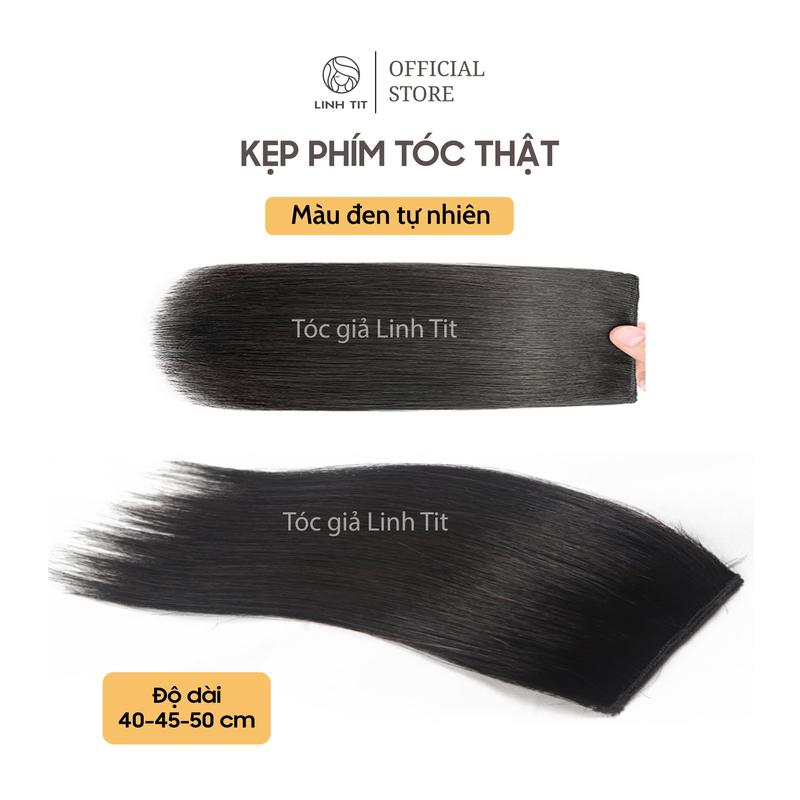 ( Giá 1 phím ) 55-60CM KẸP TÓC PHÍM CHẤT LIỆU  TÓC THẬT MÀU ĐEN TƯ NHIÊN ĐỘ DÀI 55-60CM  [ TÓC GIẢ LINH TIT ]