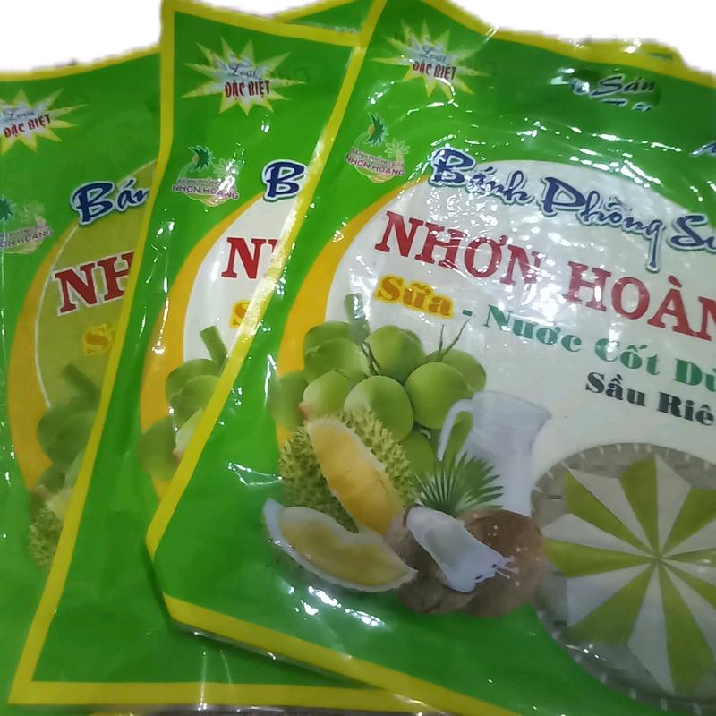 3 túi bánh tráng phồng sữa 2 túi vị sầu riêng 1tui vị lá dứa trọng lượng mỗi túi 220g 5 cái bánh trong mỗi túi Ăn Vặt