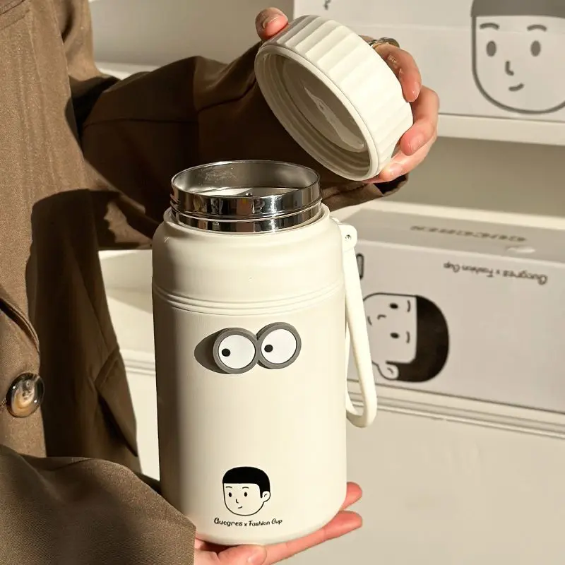 Cốc Cách Nhiệt, Cấp Thực Phẩm 316, Dung Tích Lớn (1000ml), Thích Hợp Cho Học Sinh Nữ, Cốc Nước Giữ Nhiệt, Bộ Lọc Trà Ưa Nhìn Nồi Cách Nhiệt 6