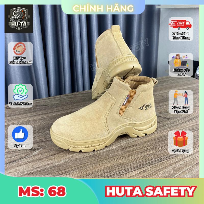 Giày Bảo Hộ Lao Động HUTA MS68 - Da Bò Cao Cấp Mũi Thép Chống Đinh Chống Nước Chống Trơn Trượt Siêu Bền