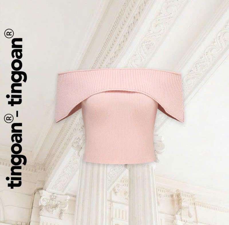 TINGOAN X TIKTOKSHOP - Áo trễ vai len xù croptop hồng lượn viền vòm ngực MISSY TOP/PK phiên bản mới nhát tháng 7.2024