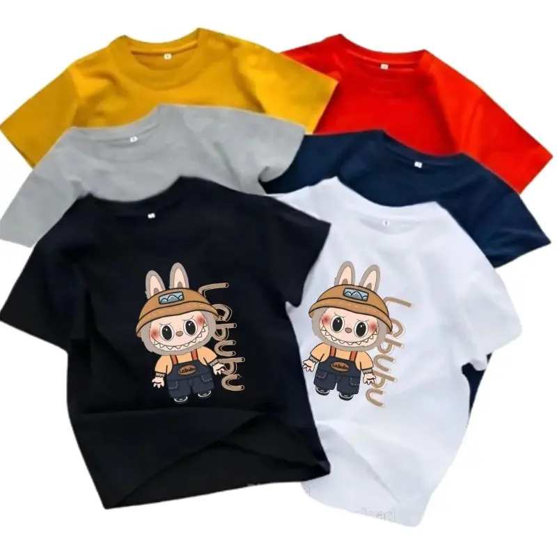 Baju Kaos Anak Laki Laki Perempuan 1-12 Tahun Premium HYE LABUBU MONSTER POPMART free custtom nama Katun Biru Cotton Kids Cotton