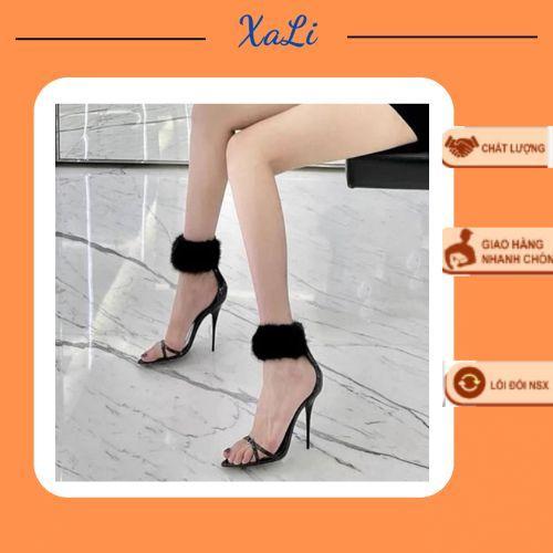 Mũi Nhọn Nữ XALI Đế Cao 9cm Cổ Cao  Gót Nhọn Bít Gót Sau Mũi Tròn - CGLMN  Shoes DéP giày cao gót lông vũ