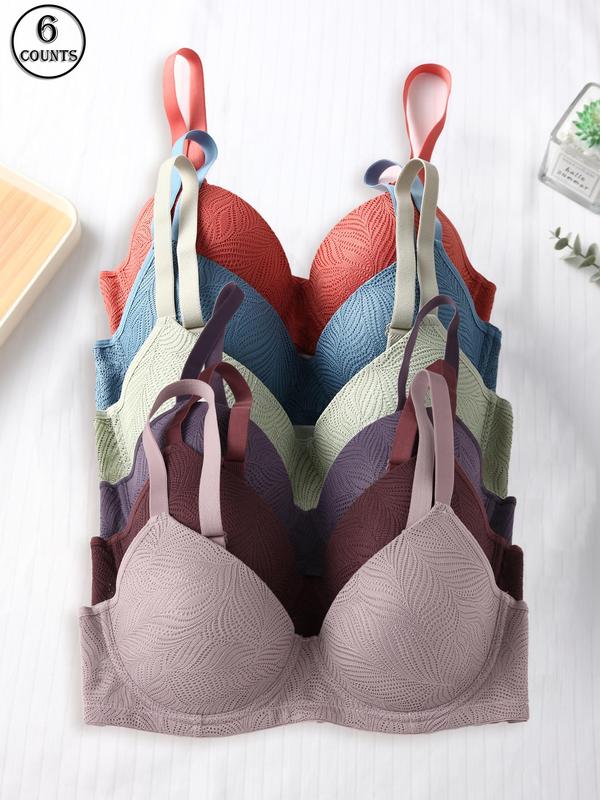 Women's Leaf Pattern Push Up Bra, Adjustable Strap Underwire Summer Bra, Comfortable Breathable Lingerie for All Seasons, Bras for Women 7
