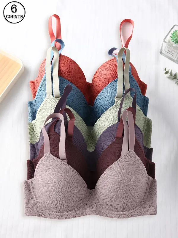 Women's Leaf Print Push Up Fit Bra, Fit Adjustable Strap Underwire Summer Bra, Comfortable Breathable Lingerie for All Seasons, Bras for Women, Summer Clothes, Bra Sets 7