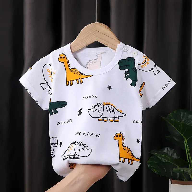 Children's Short Sleeve Pure Cotton Summer New 2025 Boys' T-Shirt Baby Cartoon Girls' Short Sleeve Korean Style Top Children's Clothing