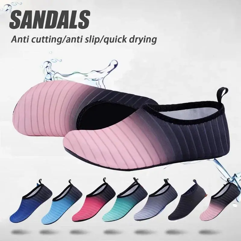 1pc Quick Dry Water Shoes Unisex Beach Sock Barefoot Shoes Men Women Swimming Upstream Sneaker Light Yoga Aqua Shoe Striped Colorful