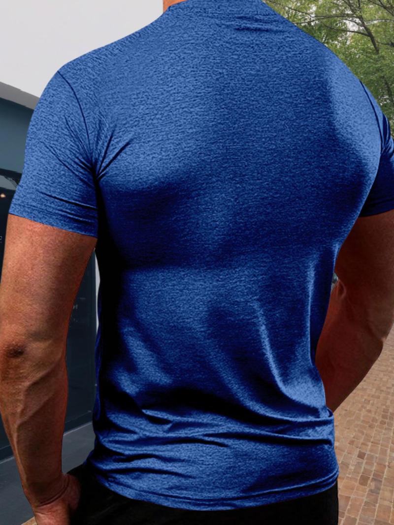 Product Introduction of Men's Solid Round Neck Short Sleeve Tee, Regular Fit Casual Breathable Quick Drying Crew Neck T-Shirt for Summer, Fashion Men's Top for Daily Wear 8