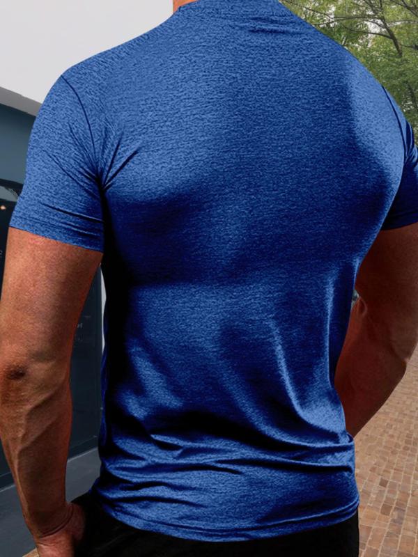 Men's Solid Round Neck Short Sleeve Tee, Regular Fit Casual Breathable Quick Drying Crew Neck T-Shirt for Summer, Fashion Men's Top for Daily Wear 6