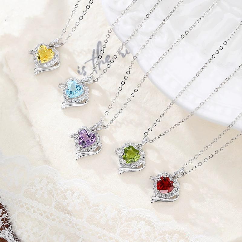  Dây Chuyền Trái Tim  Bạc S925 Mix Hạt Đá Năng Lượng Tự Nhiên 