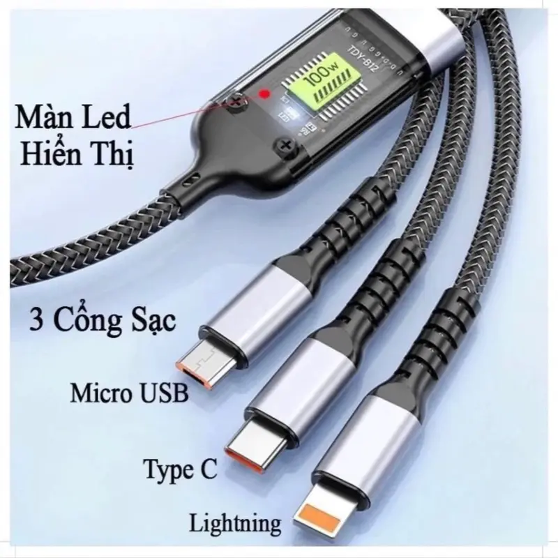 Bộ combo Củ sạc nhanh kèm dây sạc nhanh 100W 3 đầu #sacnhanh #dây sạc nhanh #capsac Kem Usb 6