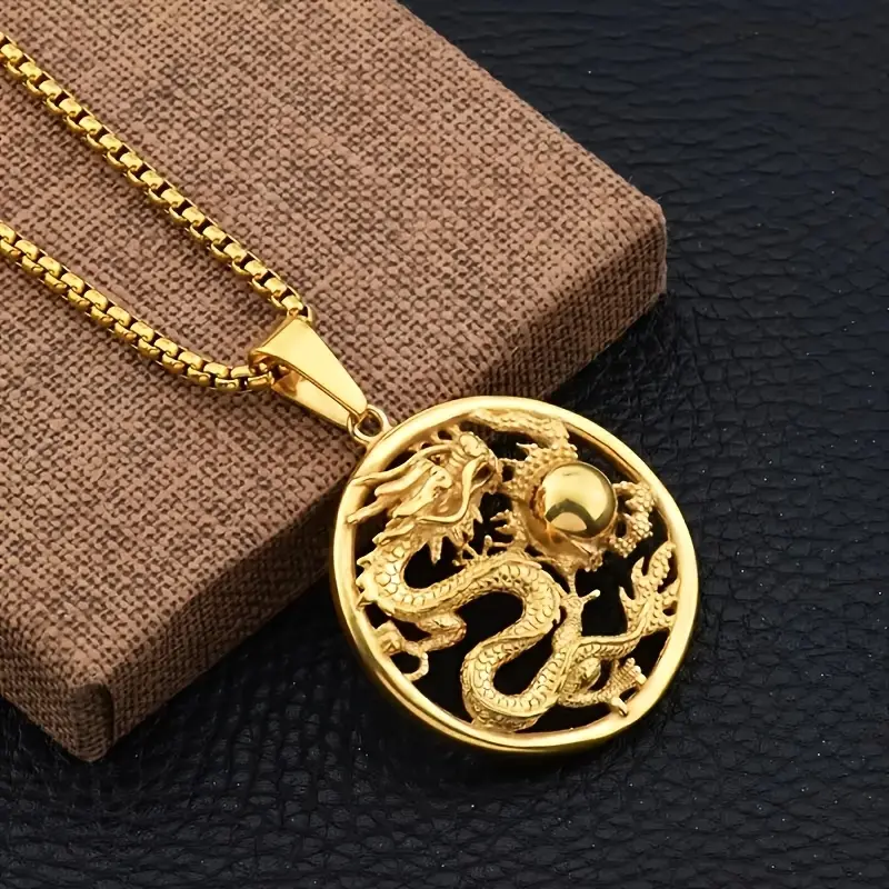 Vintage Zodiac Dragon Pendant Necklace in Punk Style, Lucky Amulet for Festivals and Parties delicate gift 3