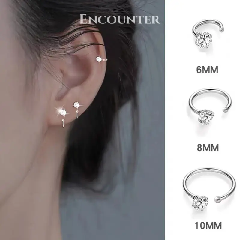 1pc  CZ Piercing Earring Studs Ear Bone Cartilage Helix Tragus Daith Conch Rook Hoop Earring Women Body Jewelry(if you want 1 pair,please buy 2 piece)