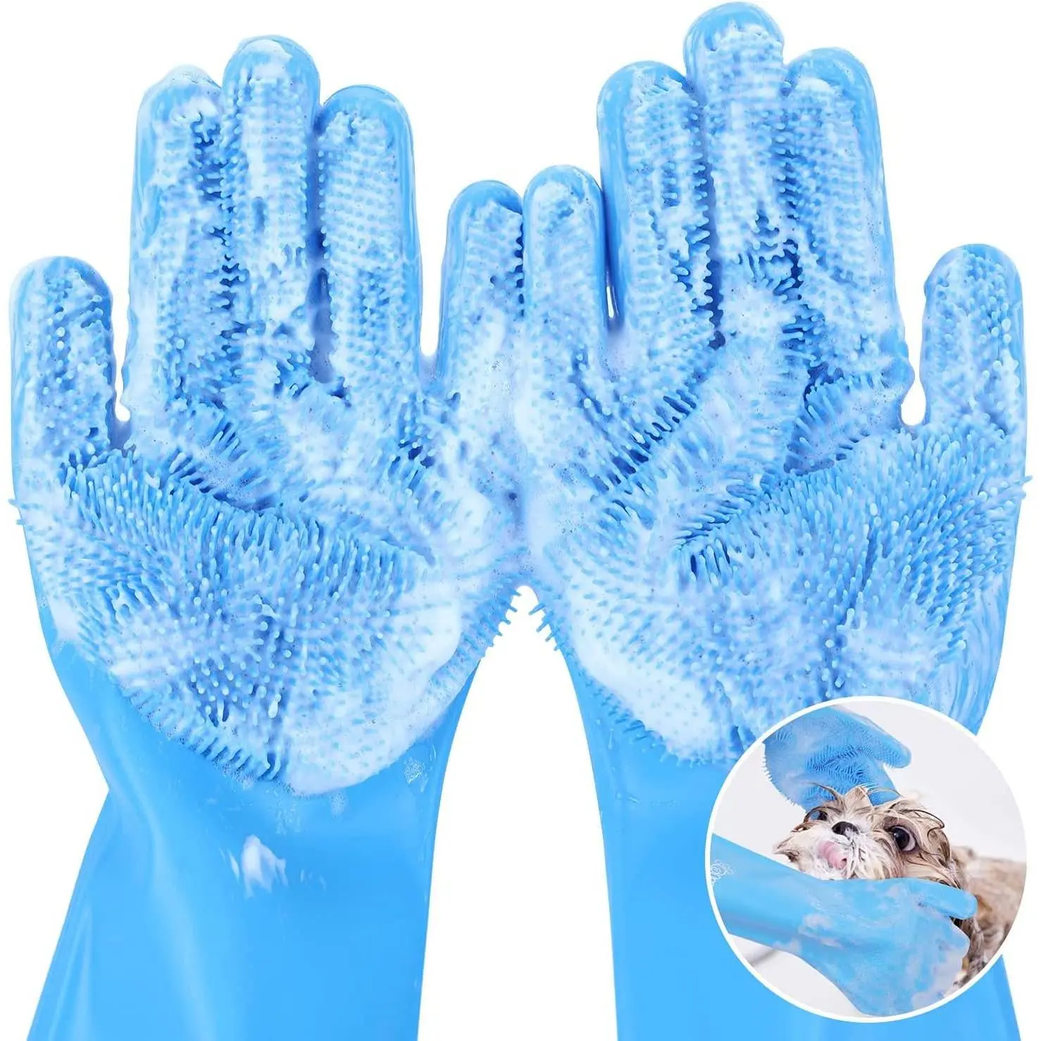 Pet Grooming Bathing Gloves Dog Cat Bathing Shampoo Scrubber Massaging Cleaning Cleanner Sponge Silicon Hair Removal Glove