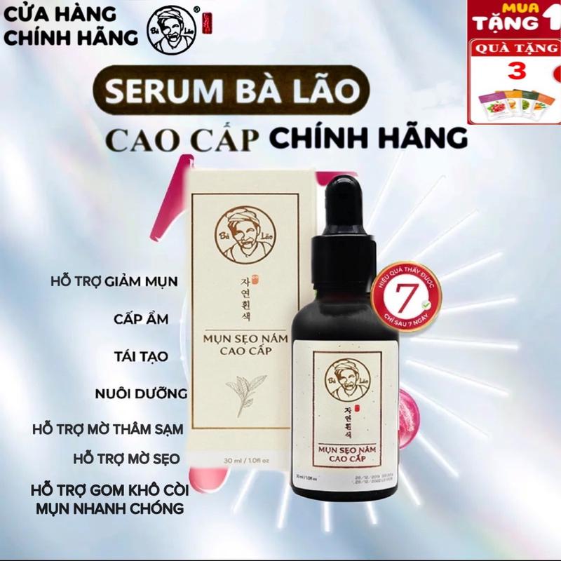 Serum Bà Lão Mụn Thâm Sẹo Rỗ Lâu Năm Cao Cấp Dành Cho Mọi Loại Da Cả Nam và Nữ Kèm Mặt Nạ Dưỡng Da Sau Liệu Trình