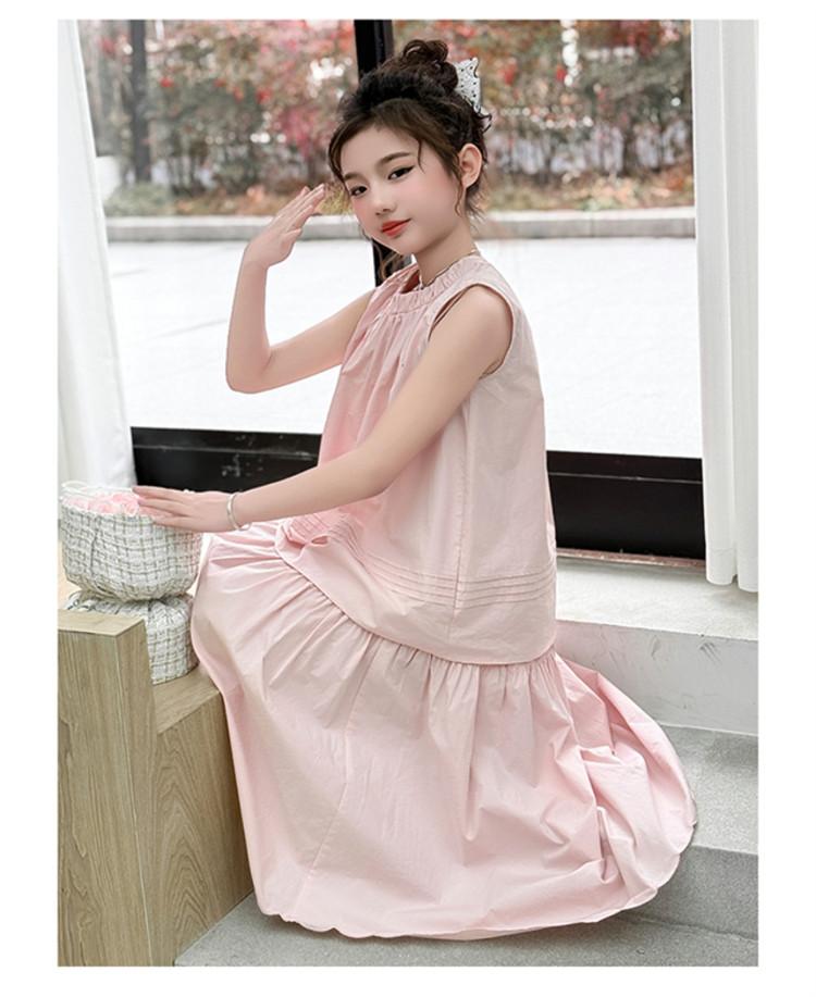 Product Introduction of Bộ Đồ Bé Gái, Thiết Kế Hai Mảnh, Thời Trang Hàn Quốc, Thích Hợp Mặc Hàng Ngày Hoặc Đi Học, Phong Cách Vải Lanh Bông Không Tay Trơn Có Sẵn Trong Cỡ 18-50kg 6