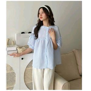 Áo Kiểu Dễ Thương Tay Ngắn Vải Xốp Xinh Xắn Shop Tiến Linh Nữ Women Top Sơ Mi Voi Trắng Voan