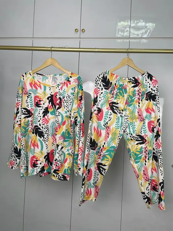 Paket 2 PCS Setelan Piyama Wanita lengan Panjang Jumbo 5