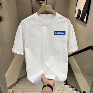 ผ้าฝ้ายคอกลมแขนสั้นเสื ้อยืดผู้ชายเทรนด์ภาษาอ ังกฤษพิมพ์ฤดูร้อนด้านบ หลวมพร้อมเสื้อยืดขนาด