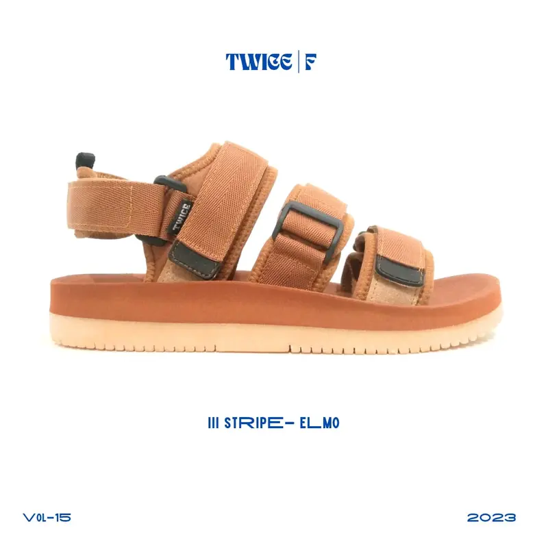 TWICE ELMO | Sandal Casual Pria Distro | Sandal Casual Wanita Distro | Sandal Strap Velcro | Sandal Gunung Unisex | Sandal Coklat Gum | Sandal Anti slip Sandal 3
