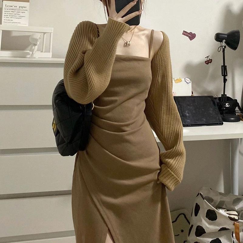 Áo khoác cardigan dệt kim áo khoác len cadigan croptop dáng ngắn cánh dơi dáng rộng thời trang cho nữ Women Nâu M185 K1-12