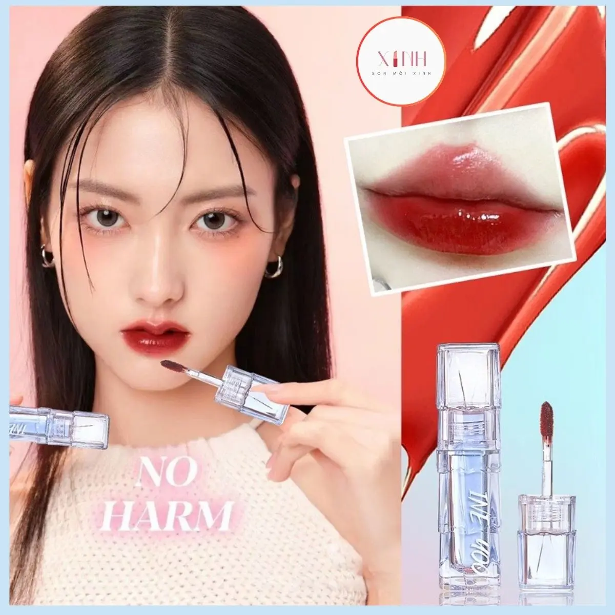 Son Kem Bóng Lì INEYOO GREEN /  BLUE Hiệu Ứng Nhung Mờ, Tráng Gương Lâu Trôi Nữ Cosmetic Trang Điểm Mỹ Phẩm Women Son Môi son  bóng