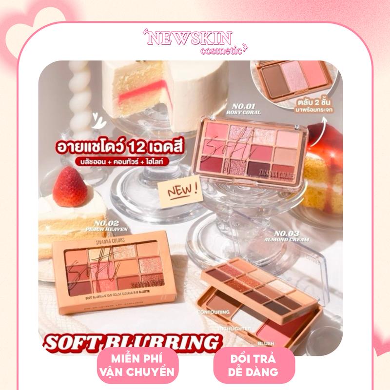 Bảng Phấn Mắt Đa Năng Sivanna Kèm Phấn Má Hồng & Tạo Khối Soft Blurring Double Eye Palette HF620 [ Eyeshadow Trang Điểm ] bắtsáng bảng mắt  sivanna