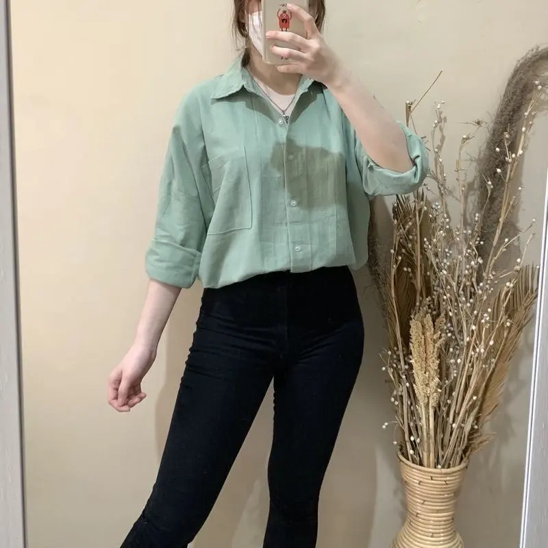 Kemeja Wanita Linen Oversize Olivia Shirt 4