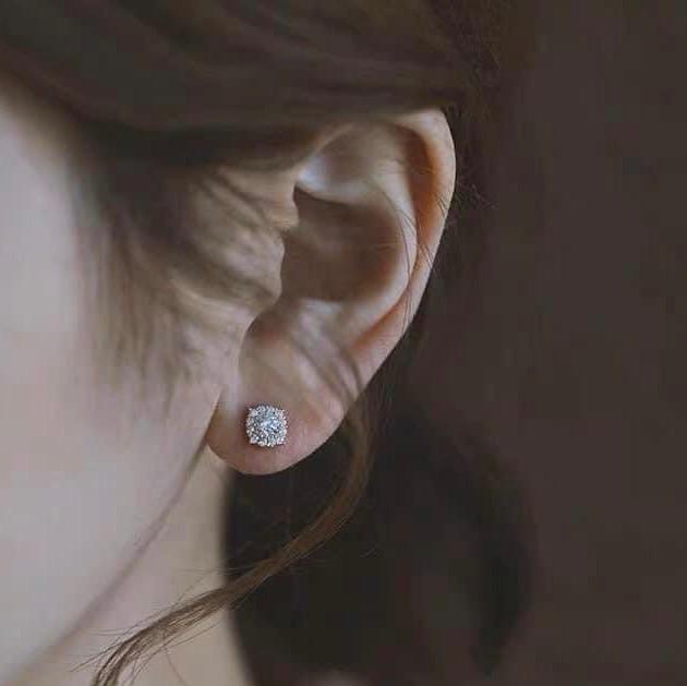 Hoa tai bạc vuông đá nhỏ xinh SK122 bạc LOPA, xinh xinh , cá tính, quà tặng, thời trang , dễ thương, Khuyên Tai