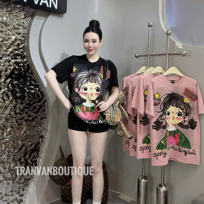 Áo phông rộng dấu quần in to 2 mặt