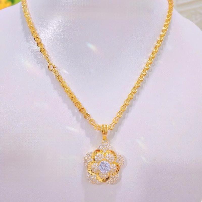 Dây chuyền nữ mạ vàng,dây phụng kèm mặt hoa đào đính đá Vòng Cổ Trang Sức Chain Women Jewelry
