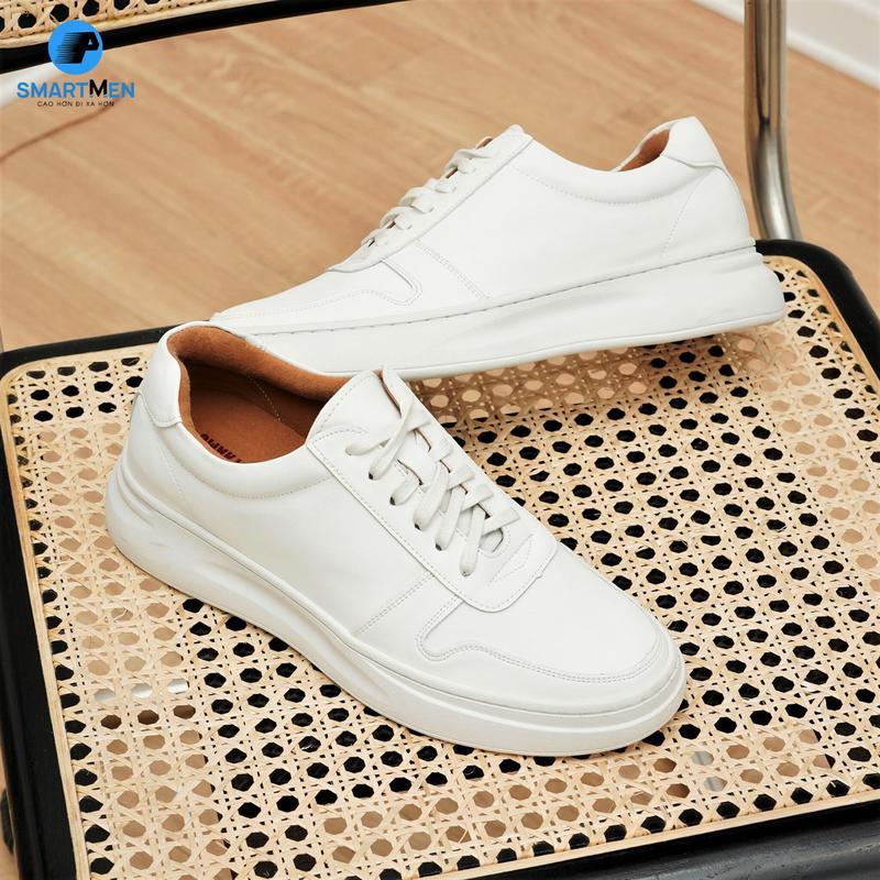 Giày da nam sneaker Smartmen, dáng thể thao SMART-05-T, chất da Microfiber cao cấp, đế cao su đệm khí, Tăng 6cm chiều cao êm chân. Sport Shoes