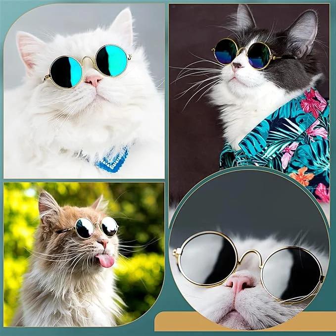 Product Introduction of Pet Sun Glasses Pet Vintage Round Glasses Cat Accessories Puppy Photos Props Decorations for Dogs Reflection Eyewear Glasses 10