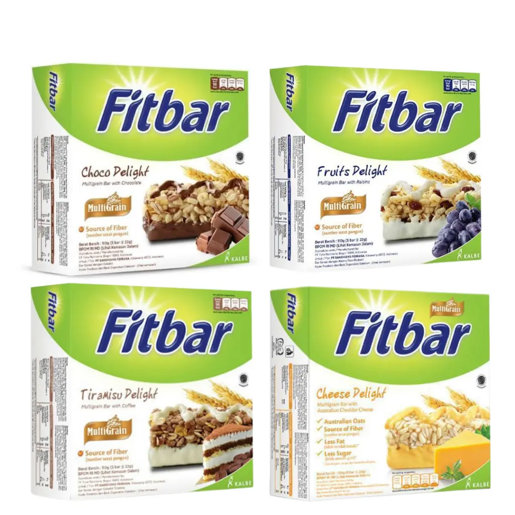 [Buy 3 Free 1] FITBAR Healthy Cereal Bar 1 box 5 bars - Halal, Low Calorie, Cholesterol Free, by Kalbe