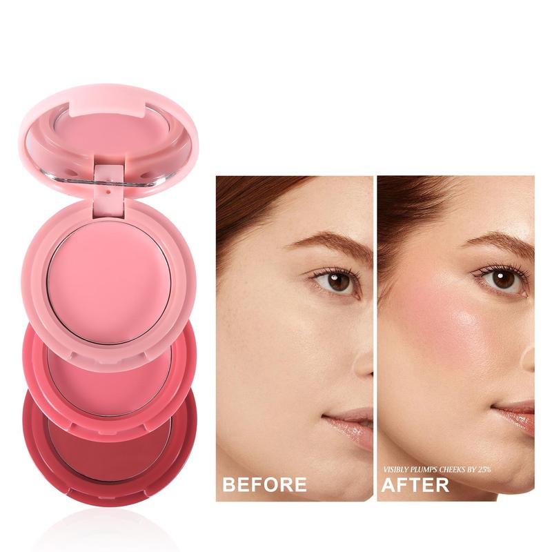 Product Introduction of 3 In 1 Blush Palette, 1 Box Long Lasting Blush Cream, Portable Travel Blush Palette, Daily Makeup Accessories For Women & Girls 4
