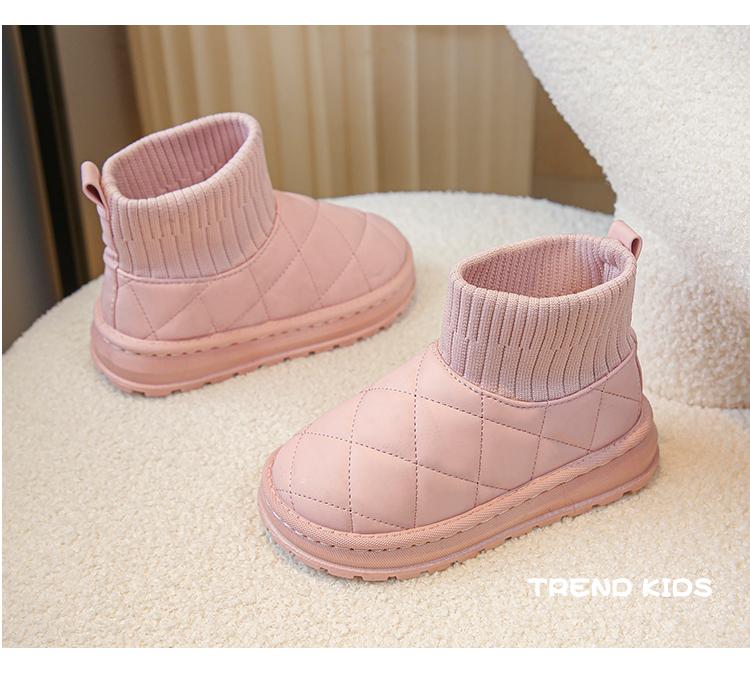 Product Introduction of Children's Boots Sock Style Snow Boots Girls Short Boots Kids Cute Sewing Autumn Winter New Warm Cotton Shoes for Boys Unisex PU 15