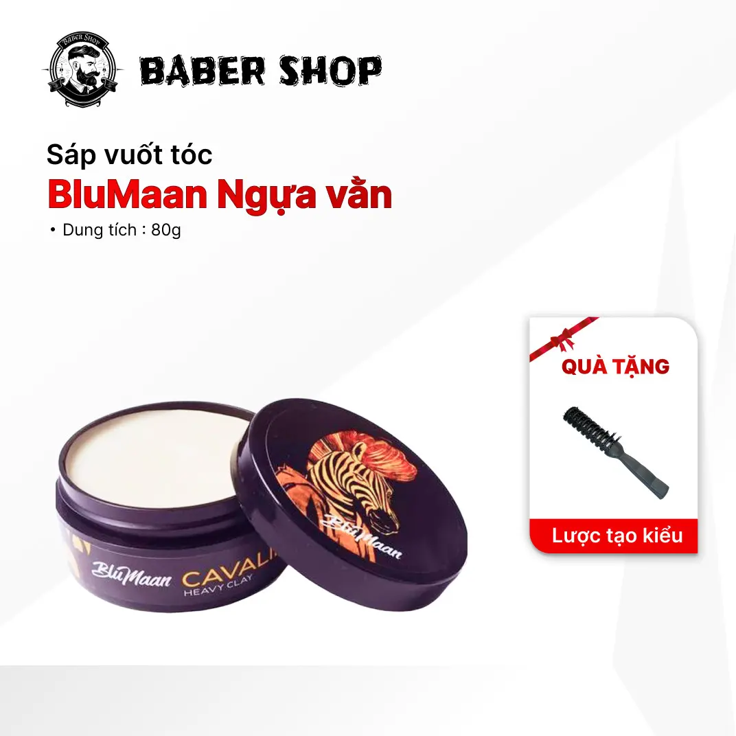Sáp vuốt tóc Blumaan ngựa vằn và tê giác xanh hỗ trợ tạo kiểu tóc giữ nếp tốt khoảng 7 đến 9 tiếng cho tóc dày tặng kèm lược
