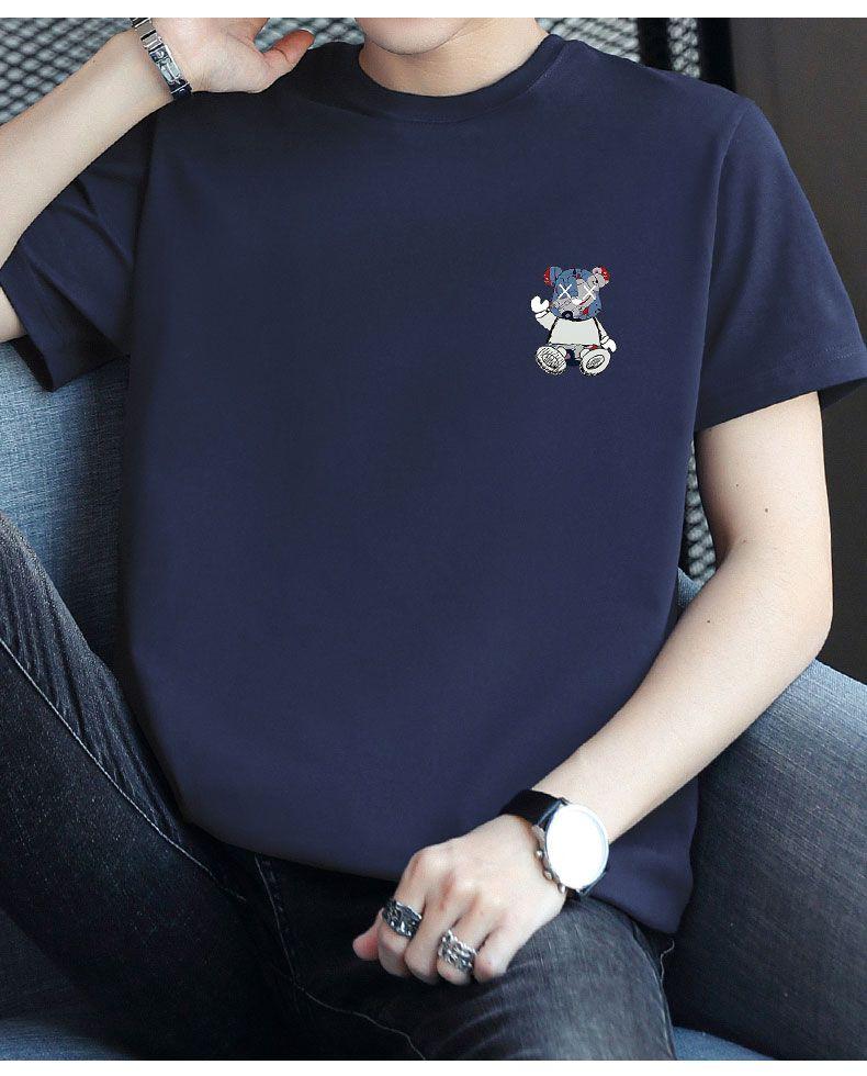Product Introduction of Heavyweight White T-Shirt Men's Short Sleeve Bear Crew Neck Loose Fit Half Sleeve Pedal 24