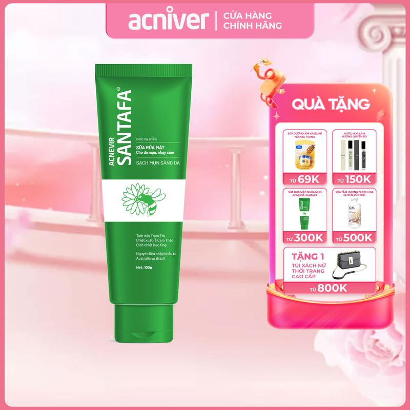 Sữa Rửa Mặt Acnevir Santafa  Giảm Mụn Bọc, Mụn Mủ - Tuýp 100gr Làm Đẹp Da Nữ Skincare