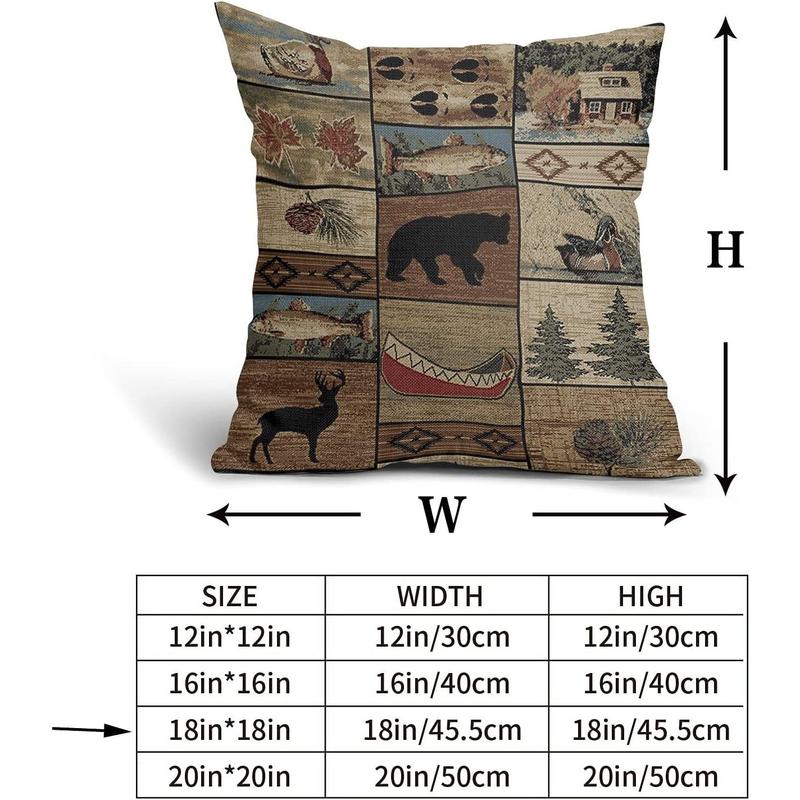 TikTok Shop Bear Throw Pillows Cover Set of 2 Wild Animal Bear Deer Moose Pillow case 18x18 h Wildlife Linen Outdoor Cabin tive Cushion Pillow Cover for Patio Couch Bedroom