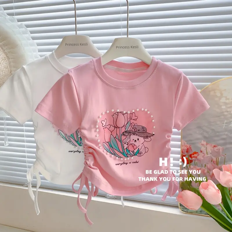 PRINCESS KESLI  เสื้อเด็กผู้หญิง เสื้อยืดแขนสั้น เชือกรูด 2-14 ปี