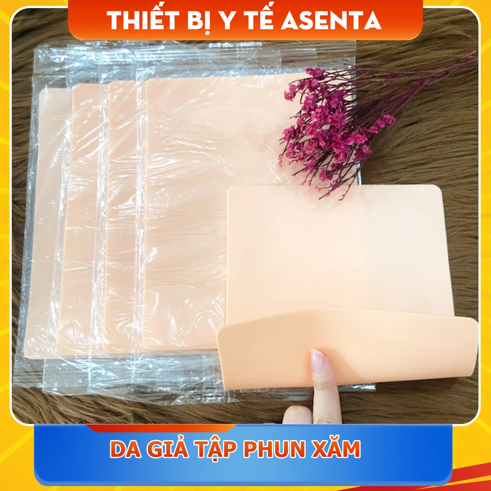 Combo 10 Miếng Da Giả Tập Phun Xăm Silicon Hồng - Da Học Phun Xăm A5 - Mỹ Phẩm Trang Điểm