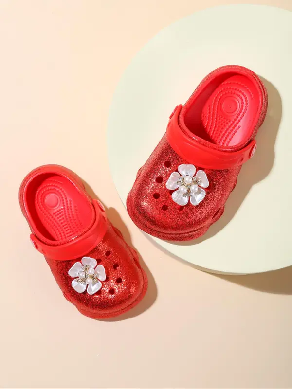 Girl's Cute Flower Decorated Slippers, Lightweight Comfortable Non-slip Soft Sole Beach Shoes, Casual Comfortable Shoes for All Seasons 1